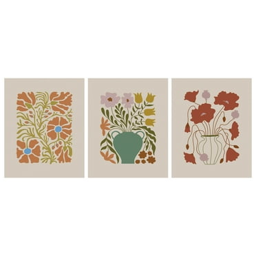 DesignOvation Floral Unframed Art Prints 8” x 10” Set of 3 by The Creative Bunch Studio