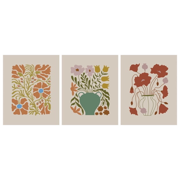 DesignOvation Floral Unframed Art Prints 8” x 10” Set of 3 by The Creative Bunch Studio