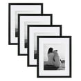DesignOvation Gallery Wood Photo Frame Set for Customizable Wall Display, Black 11x14 matted to