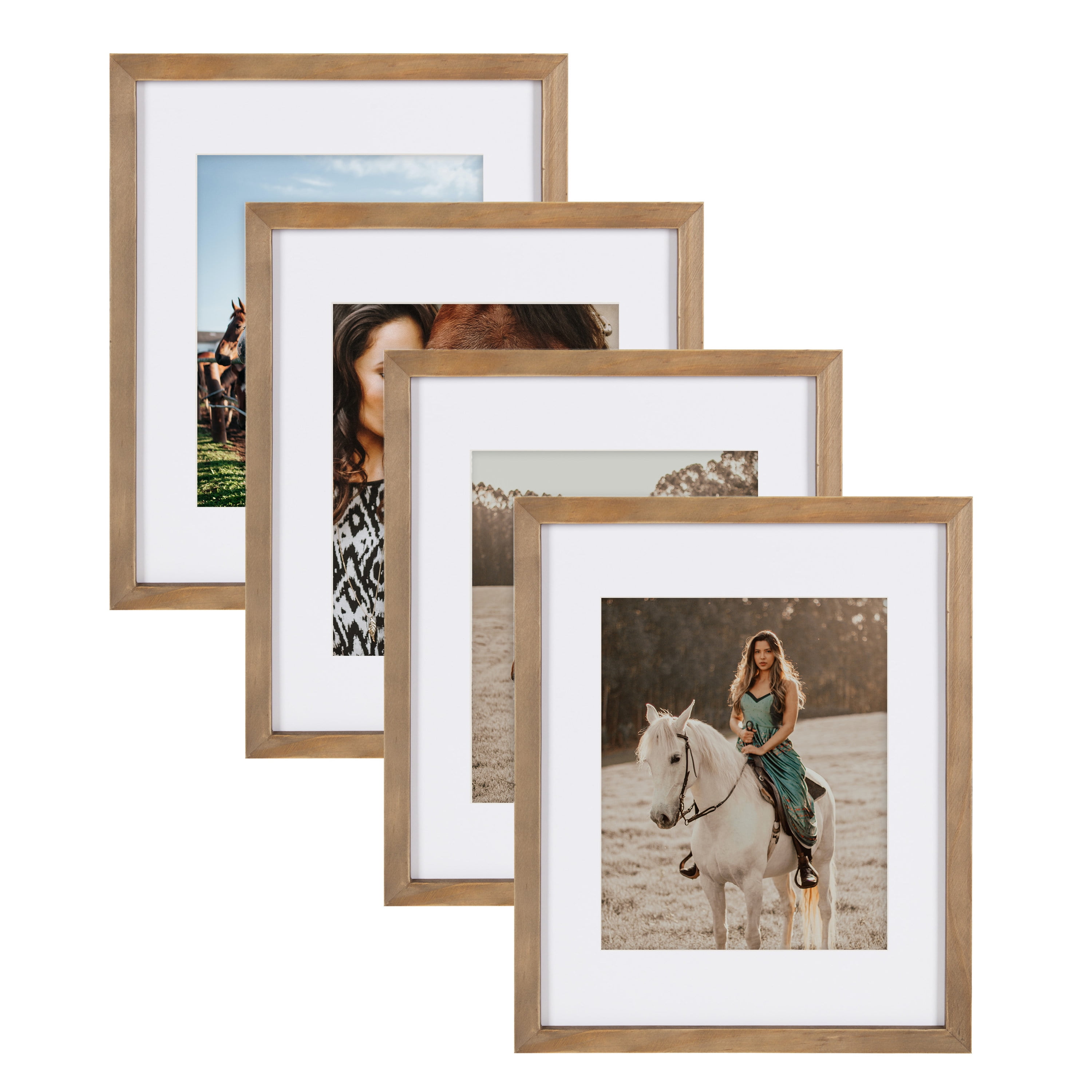 Giftgarden Brown 4x6 Picture Frame Set of 4, 5x7 Frame Matted to 4x6 Photo  Rustic Walnut Frames with Mat for Wall or Tabletop Display