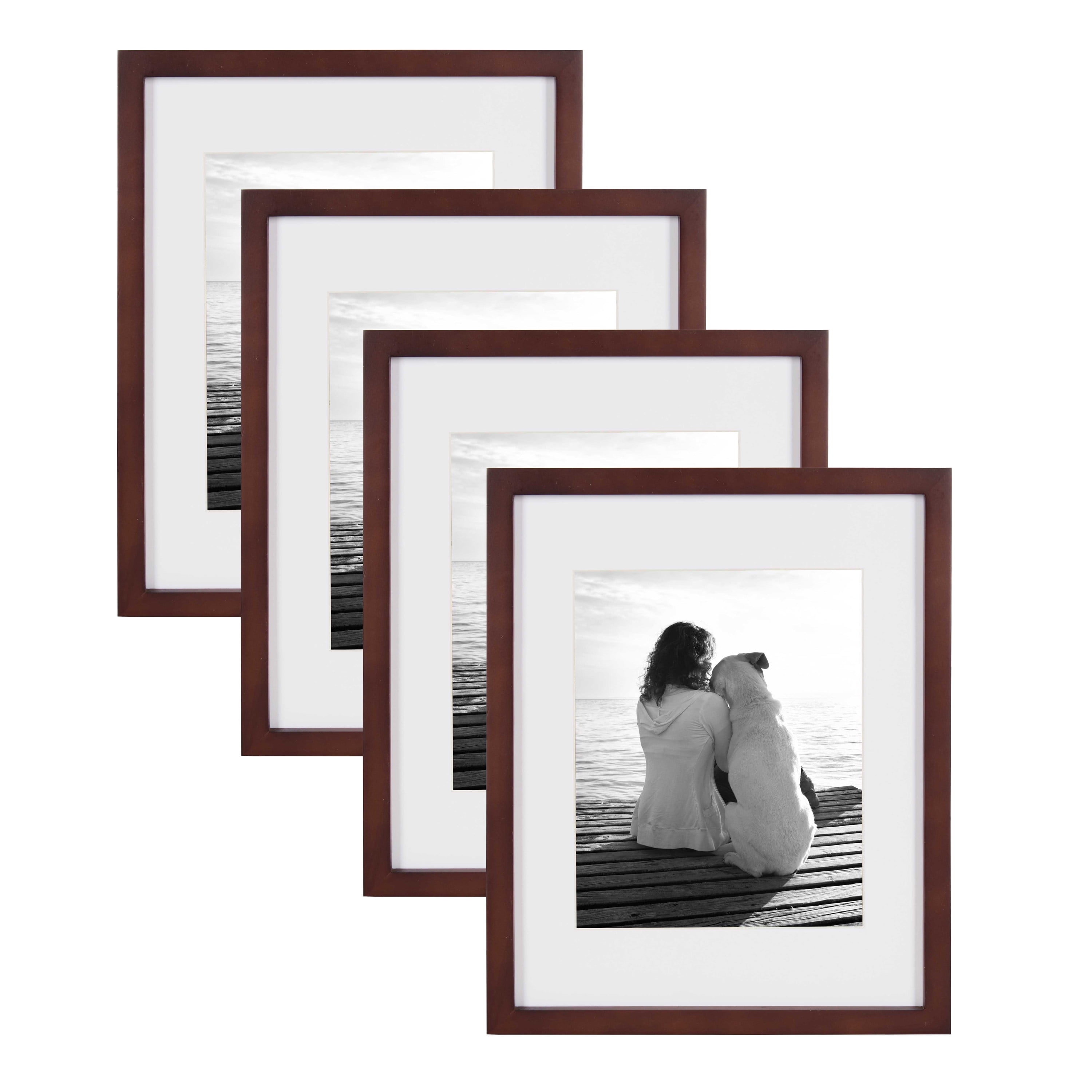 Giftgarden Brown 4x6 Picture Frame Set of 4, 5x7 Frame Matted to 4x6 Photo  Rustic Walnut Frames with Mat for Wall or Tabletop Display