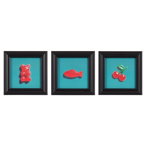 DesignOvation Gummies 4" x 4" Magnetic Framed Art Prints by The Creative Bunch Studio (Set of 3)