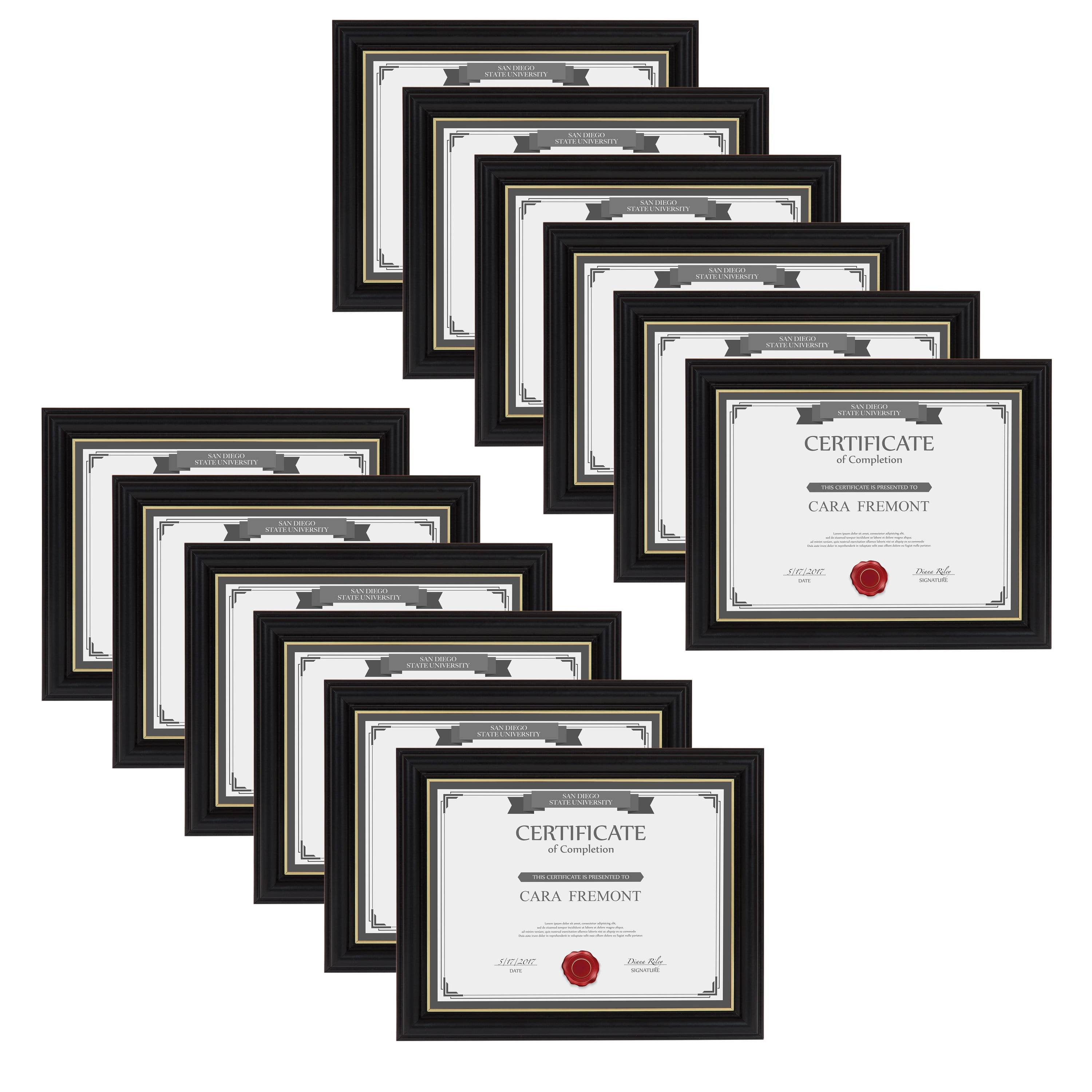 DesignOvation Jordan Document Frame Made to Display Certificates, Black