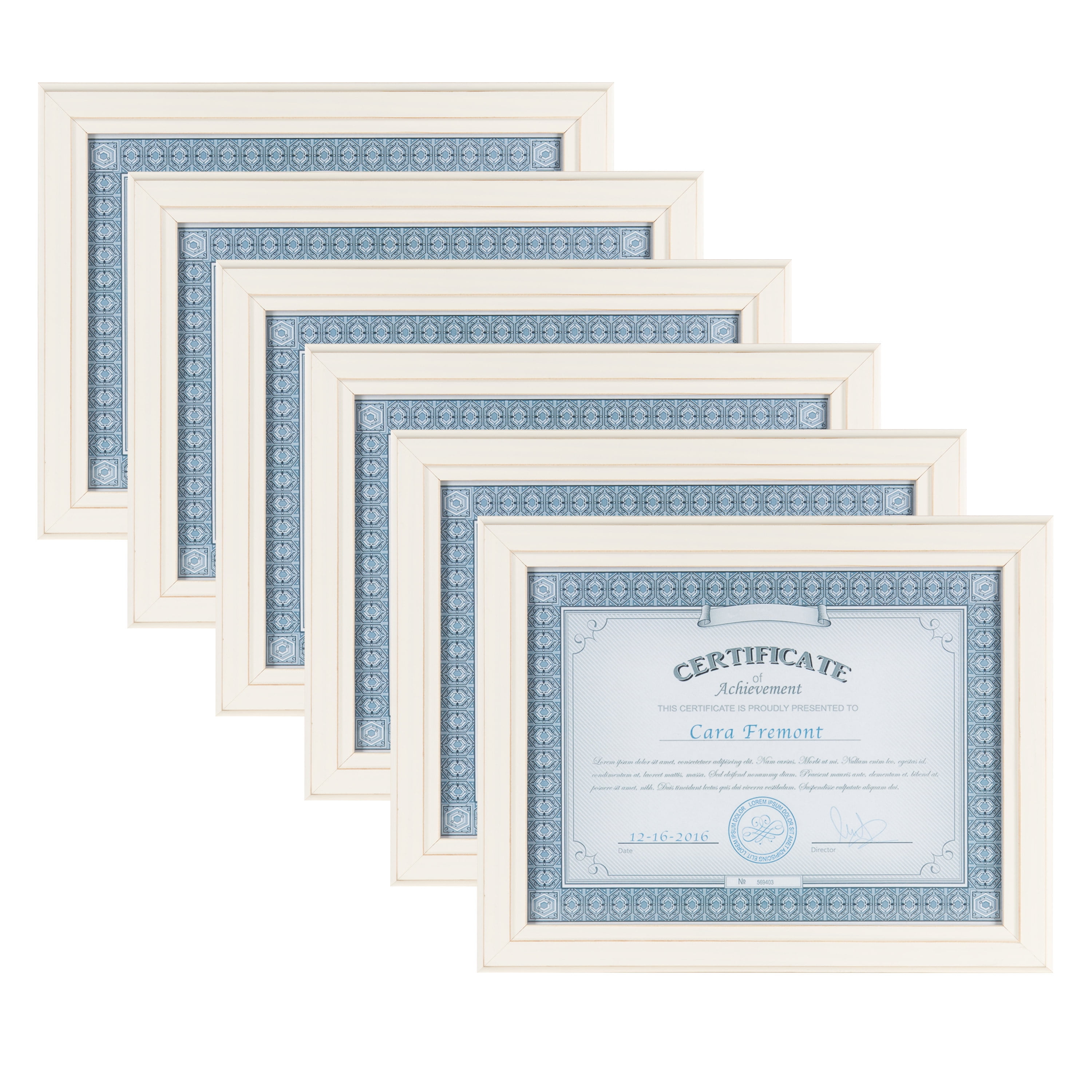 Distressed Soft White Solid Wood 8.5x11 Document Frame