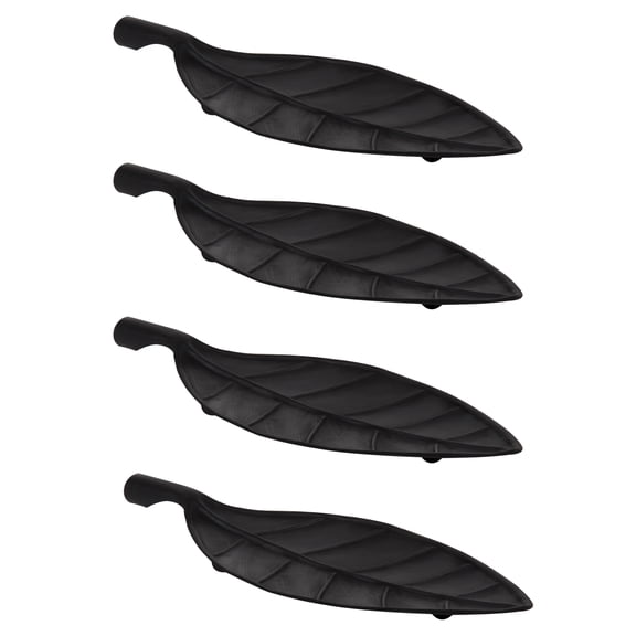 DesignOvation Leif Decorative 18x8 Leaf Shaped Black Metal Trays, Set of 4