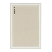 DesignOvation Macon Framed Linen Fabric Pinboard, 18x27, Soft White