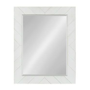 DesignOvation Rost Pieced Wood Framed Wall Accent Mirror, 23.5x29.5, White