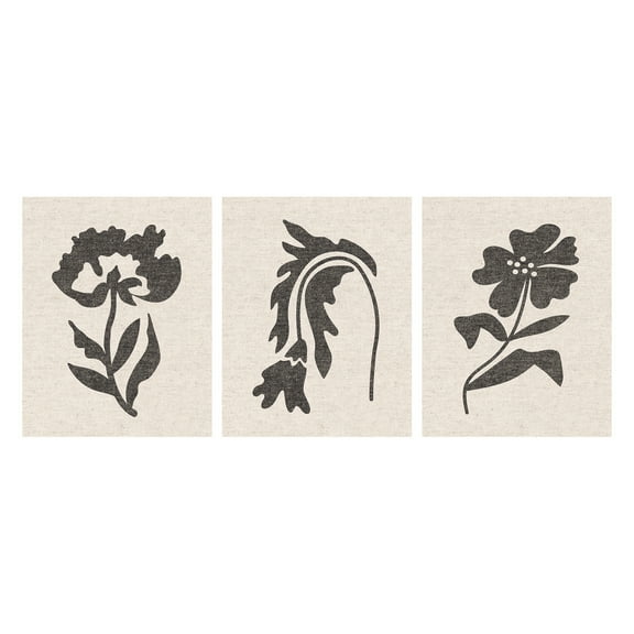 DesignOvation Scandi Floral Gray Unframed Art Prints 11 x 14 Set of 3 by The Creative Bunch Studio