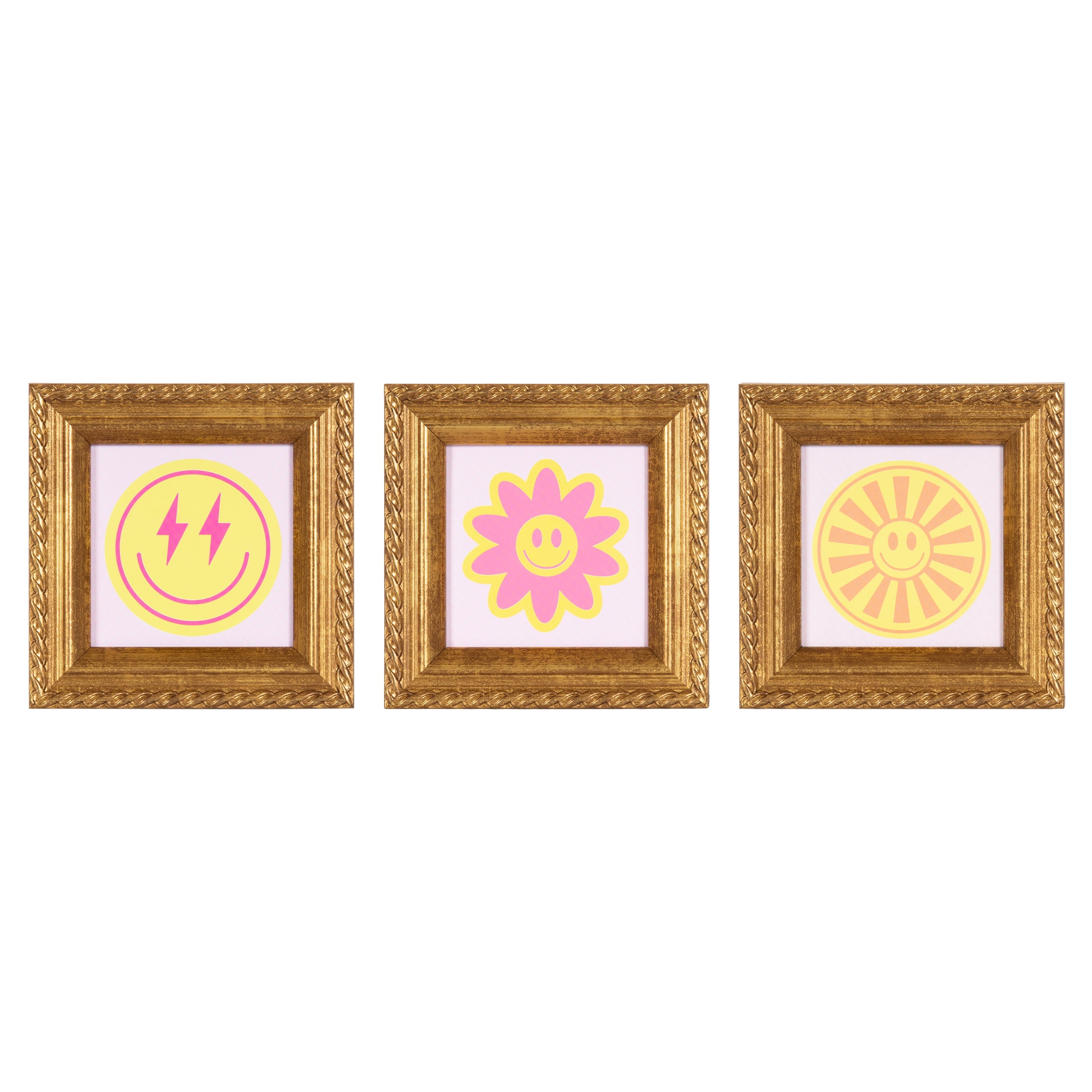 DesignOvation Smiley Faces 4" x 4" Magnetic Mini Art Prints by The Creative Bunch Studio (Set of 3)