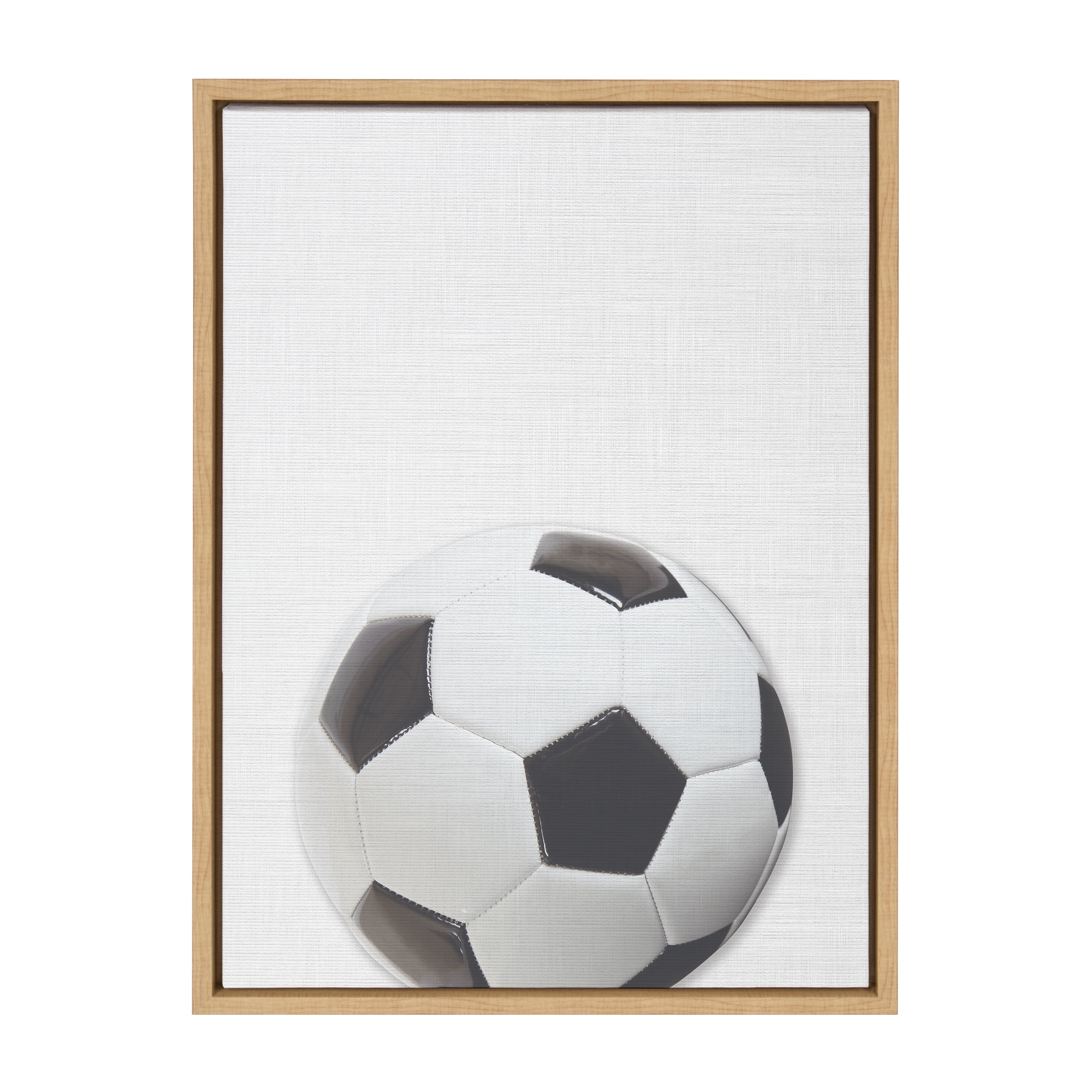 DesignOvation Sylvie Color Soccer Ball Portrait Framed Canvas Wall Art, 18x24 Natural, Sporty Wall Decor For Home