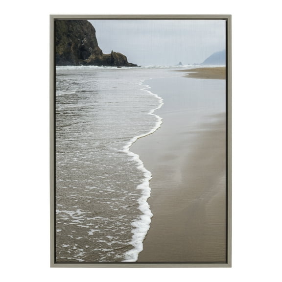 DesignOvation Sylvie Arrival Framed Canvas Wall Art By Pete Olsen, 23x33 Gray, Modern Transitional Home Decor