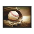 thumbnail image 1 of DesignOvation Sylvie Baseball Glove at Home Plate Framed Canvas By Shawn St. Peter, 18x24 Dark Grey, Transitional Sports Wall Decor For Office, Bedroom, Or Living Room, 1 of 7