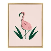 DesignOvation Sylvie Flamingo Watermelon Framed Canvas Wall Art By Kendra Dandy, 18x24 Gold