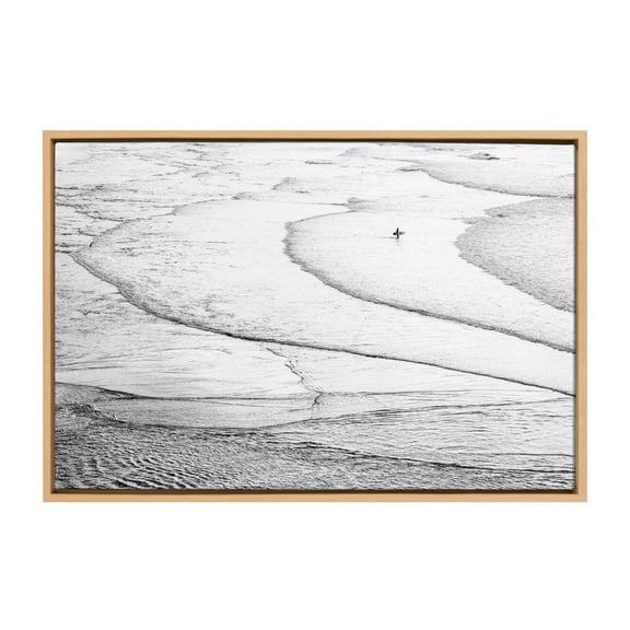 DesignOvation Sylvie Ocean Beach San Francisco Framed Canvas Wall Art By Pete Olsen, 23x33 Natural, Calming Coastal Wall Decor