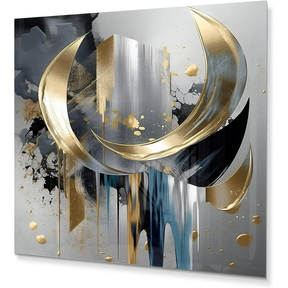 DesignQ Metal Art Wall Decor Abstract Harmony Shapes and Lines I - Wall Art For Living Room, Wall Art Bedroom, Dining Room Wall Decor