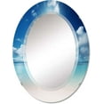 thumbnail image 1 of DesignQ Nautical & Beach wall mirror, Oval Nautical & Coastal mirror, Round Blue bathroom mirror, Coastal Beach vanity mirror Caribbean Sea with Sandy Shore II printed mirror decor, oval mirror 20x30, 1 of 6