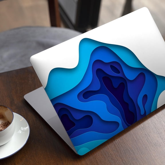 DesignSkinz 3D Blue Abstract Paper Cuts V2 Full-Body Skin Decal Wrap Cover for MacBook Pro 13" with CD Drive (A1278)