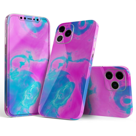 DesignSkinz Abstract Iridescent Vivid Pink Swirl Full-Body Skin Decal Wrap Cover for iPhone SE