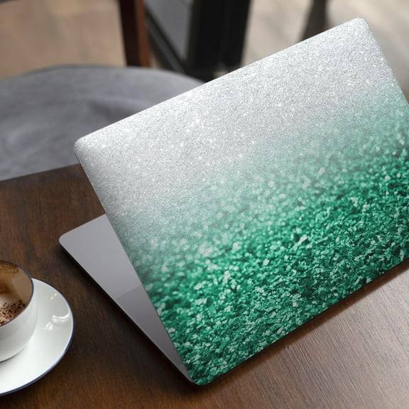 DesignSkinz Aqua Green & Silver Glimmer Fade Full-Body Skin Decal Wrap Cover for MacBook 12" Retina (A1534)