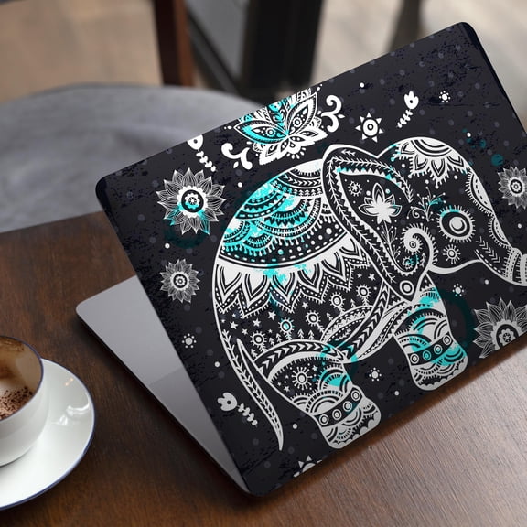 DesignSkinz Aztec Elephant Blue Accented Modern Illustration Full-Body Skin Decal Wrap Cover for MacBook Pro 13" M1/M2 (A2338)