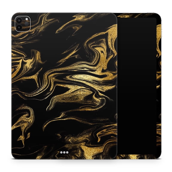 DesignSkinz Black & Gold Marble Swirl V7 Full-Body Skin Decal Wrap Cover for iPad Mini 2 (A1489/A1490)