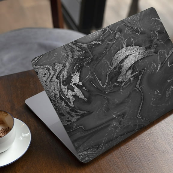 DesignSkinz Black & Silver Marble Swirl V7 Full-Body Skin Decal Wrap Cover for MacBook 12" Retina (A1534)