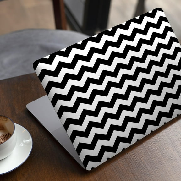 DesignSkinz Black & White Chevron Pattern V2 Full-Body Skin Decal Wrap Cover for MacBook Pro 15" with Touch Bar (A1707/A1990)