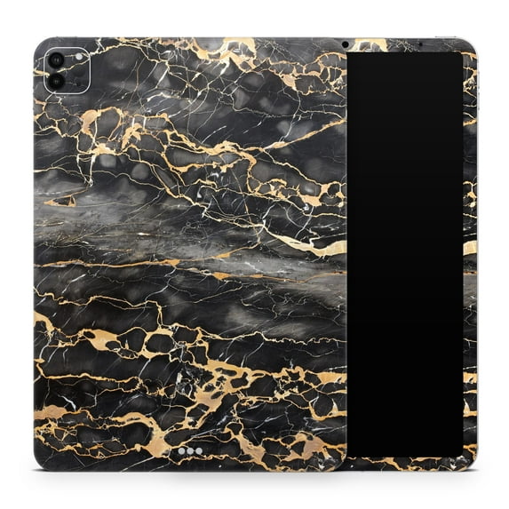 DesignSkinz Black and Gold Marble Surface Full-Body Skin Decal Wrap Cover for iPad Mini 5 (A2133/A2124)