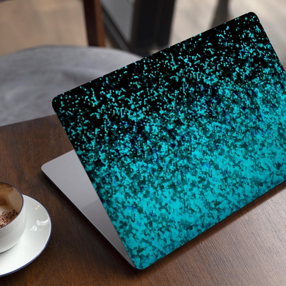 DesignSkinz Black and Turquoise Unfocused Sparkle Print Full-Body Skin Decal Wrap Cover for MacBook 12" Retina (A1534)