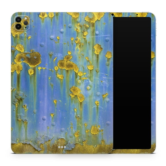 DesignSkinz Blue Metal with Gold Rust Full-Body Skin Decal Wrap Cover for iPad Air 2 (A1566/A1567)
