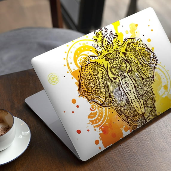 DesignSkinz Bright Orange Ethnic Elephant Full-Body Skin Decal Wrap Cover for MacBook Pro 13" with Touch Bar (A2289/A2251)