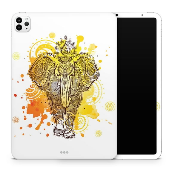 DesignSkinz Bright Orange Ethnic Elephant Full-Body Skin Decal Wrap Cover for iPad (A1219/A1337)