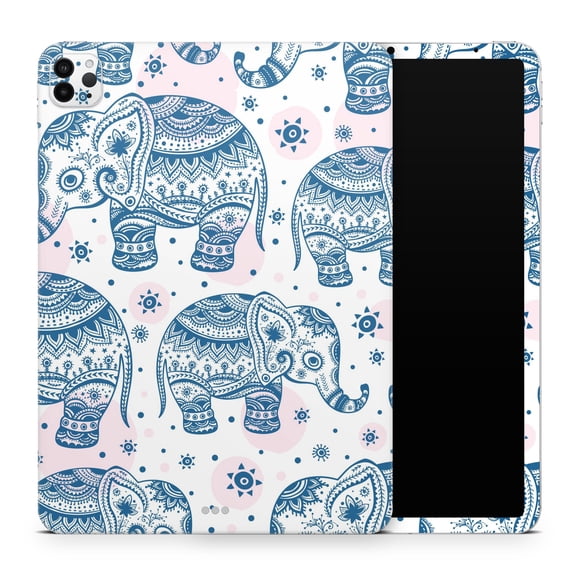 DesignSkinz Ethnic Navy Seamless Aztec Elephant Full-Body Skin Decal Wrap Cover for iPad (A1219/A1337)
