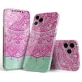thumbnail image 1 of DesignSkinz Green and Pink Tribal v3 Full-Body Skin Decal Wrap Cover for iPhone 15 Pro, 1 of 9