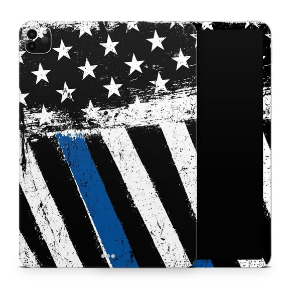 DesignSkinz Grunge Patriotic American Flag with Thin Blue Line Full-Body Skin Decal Wrap Cover for iPad Mini 6 (A2568)
