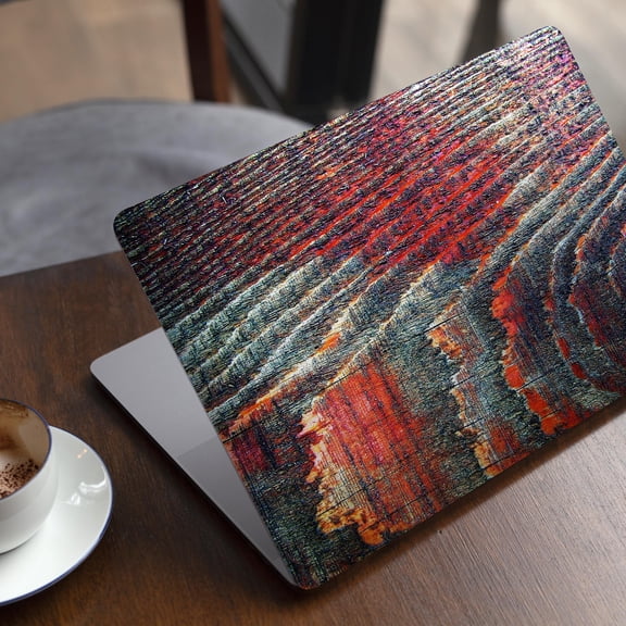DesignSkinz Grungy Orange and Teal Dyed Wood Surface Full-Body Skin Decal Wrap Cover for MacBook 12" Retina (A1534)