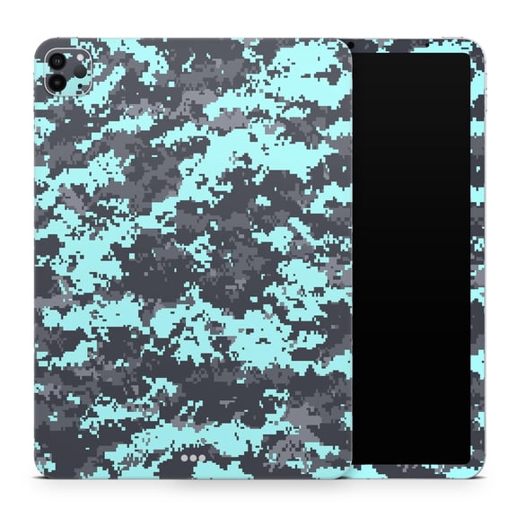 DesignSkinz Light Blue and Gray Digital Camouflage Full-Body Skin Decal Wrap Cover for iPad Pro 12.9” 2nd Gen (A1670/A1671)