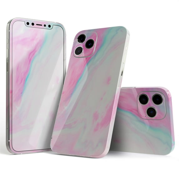 DesignSkinz Marbleized Soft Pink Full-Body Skin Decal Wrap Cover for iPhone 15 Pro