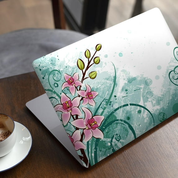 DesignSkinz Pink & Green Watercolor Floral Full-Body Skin Decal Wrap Cover for MacBook Pro 15" with CD Drive (A1286)