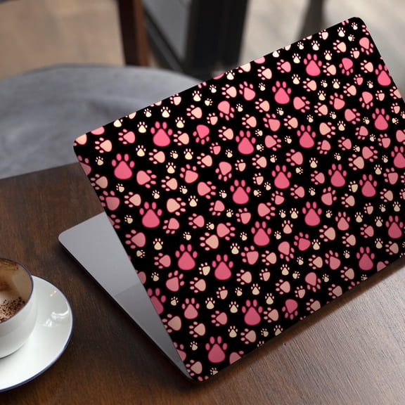 DesignSkinz Pink Paw Prints on Black Full-Body Skin Decal Wrap Cover for MacBook 12" Retina (A1534)