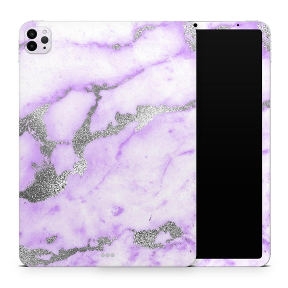 DesignSkinz Purple Marble & Digital Silver Foil V3 Full-Body Skin Decal Wrap Cover for iPad Air 3 (A2152/A2123)