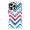 thumbnail image 1 of DesignSkinz Scratch-Resistant Hard Slim Case Compatible with iPhone 16 Pro Max (Compatible with MagSafe) - Vibrant Pink & Blue Layered Chevron Pattern, 1 of 9