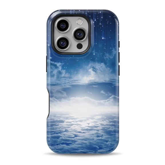 DesignSkinz Scratch-Resistant Hard Slim Case Compatible with iPhone 13 (Compatible with MagSafe) - Vivid Blue Falling Stars in the Night Sky