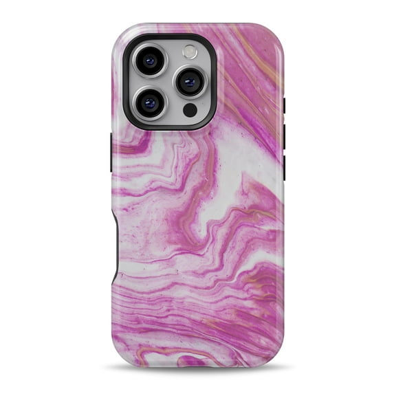 DesignSkinz Scratch-Resistant Hard Slim Case Compatible with iPhone 13 Pro (Compatible with MagSafe) - Abstract Marbleized Pink and White Paint