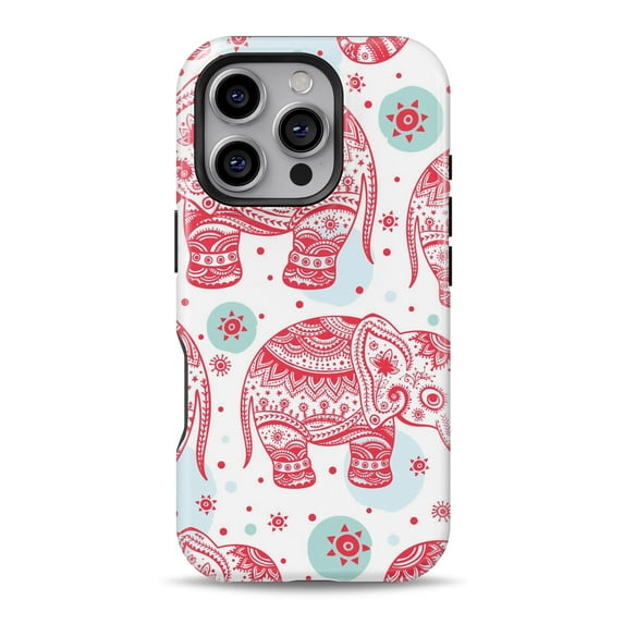 DesignSkinz Scratch-Resistant Hard Slim Case Compatible with iPhone 13 Pro (Compatible with MagSafe) - Sacred Red Elephant and Polkadots