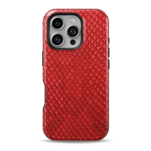 DesignSkinz Scratch-Resistant Hard Slim Case Compatible with iPhone 13 Pro Max (Compatible with MagSafe) - Red Snake Skin Pattern V3