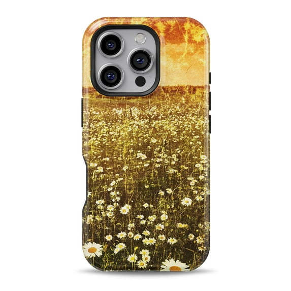 DesignSkinz Scratch-Resistant Hard Slim Case Compatible with iPhone 13 Pro Max (Compatible with MagSafe) - Vintage Glowing Orange Field