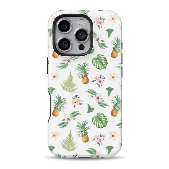 DesignSkinz Scratch-Resistant Hard Slim Case Compatible with iPhone 14 (Compatible with MagSafe) - The Tropical Pineapple and Floral Pattern