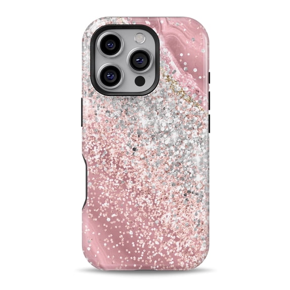 DesignSkinz Scratch-Resistant Hard Slim Case Compatible with iPhone 14 Pro Max (Compatible with MagSafe) - Glitter Pink Agate Print V1