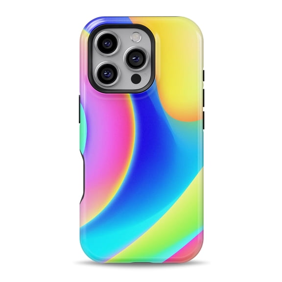 DesignSkinz Scratch-Resistant Hard Slim Case Compatible with iPhone 15 (Compatible with MagSafe) - Abstract Neon Wave V9